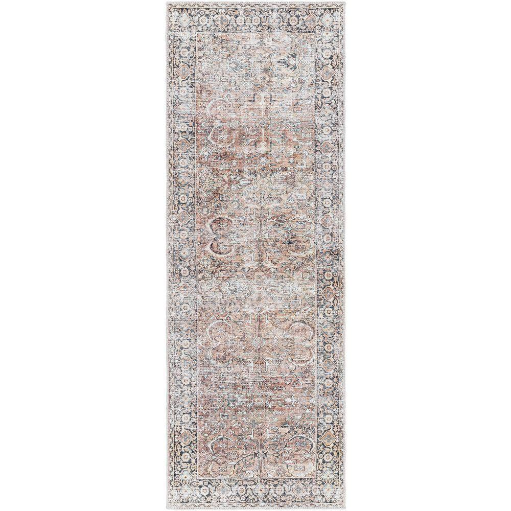 Machine Woven KMR-2309 Dusty Pink, Rust Rugs #color_dusty pink, rust