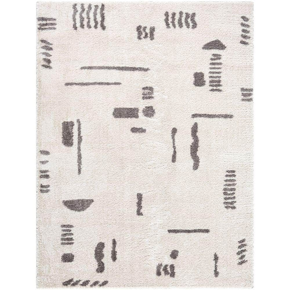 Machine Woven FSG-2303 Light Beige, Charcoal Rugs #color_light beige, charcoal