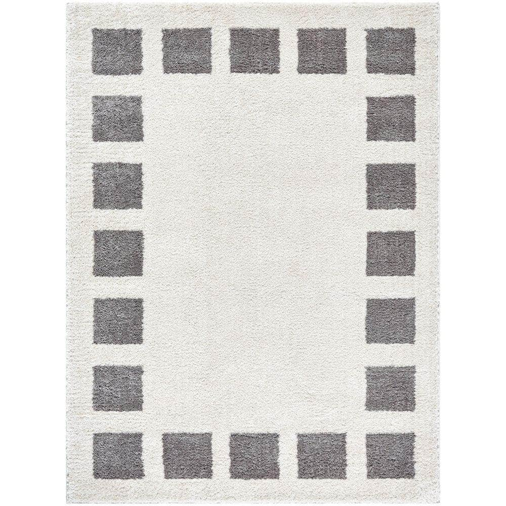 Machine Woven FSG-2316 Light Beige, Charcoal Rugs #color_light beige, charcoal