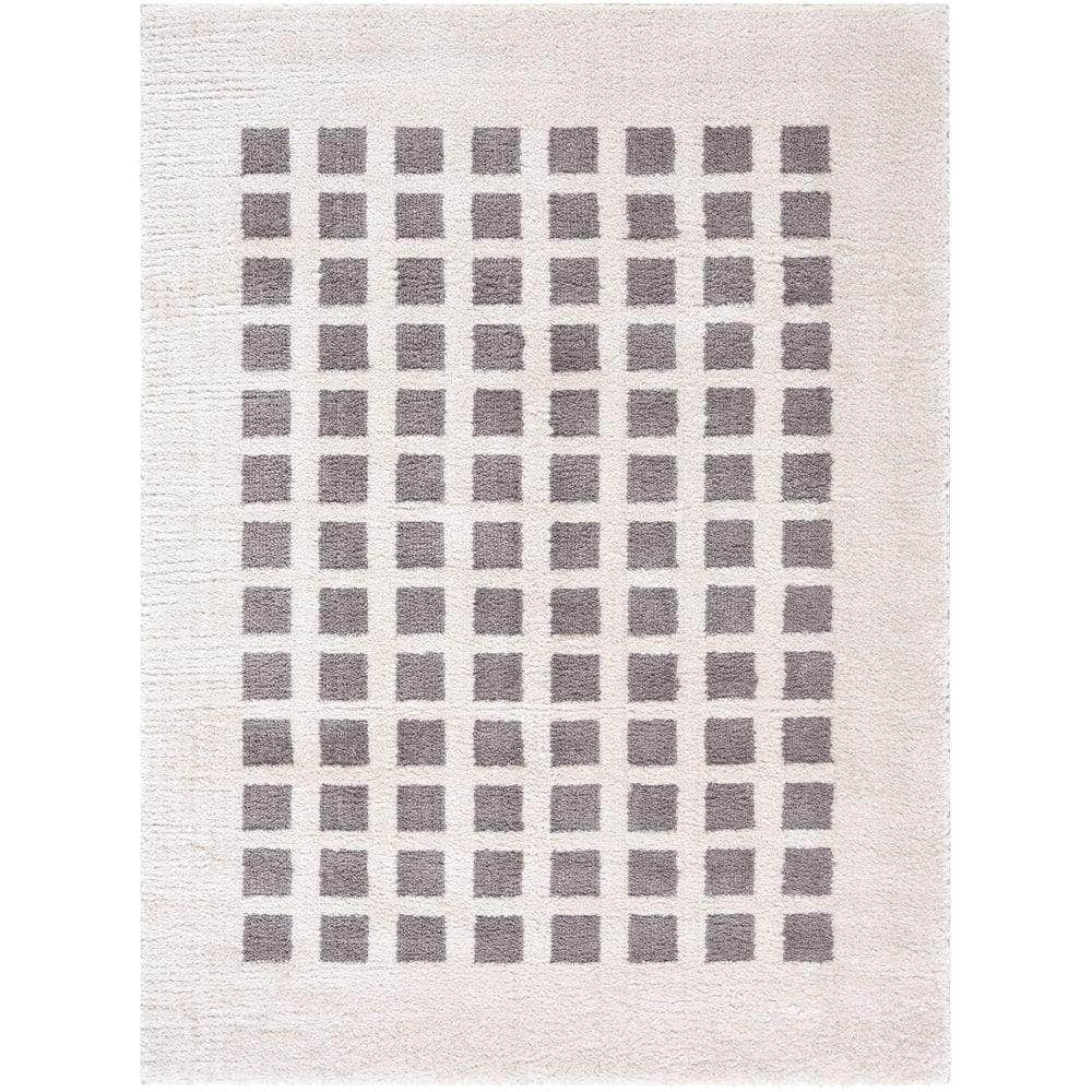 Machine Woven FSG-2321 Light Beige, Charcoal Rugs #color_light beige, charcoal