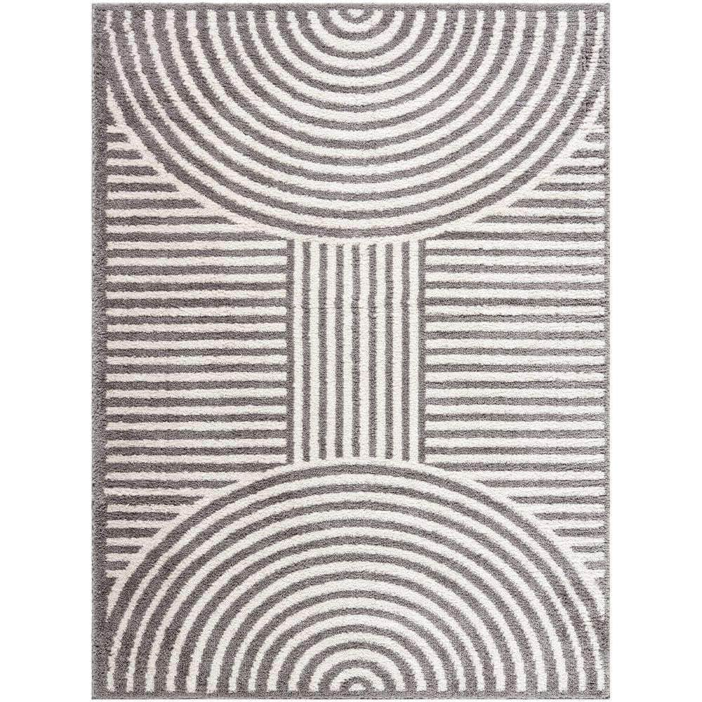 Machine Woven FSG-2334 Light Beige, Charcoal Rugs #color_light beige, charcoal