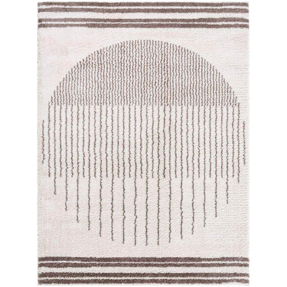 Machine Woven FSG-2305 Light Beige, Dark Brown Rugs #color_light beige, dark brown