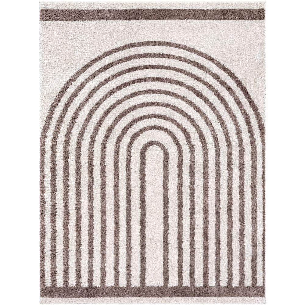 Machine Woven FSG-2310 Light Beige, Dark Brown Rugs #color_light beige, dark brown