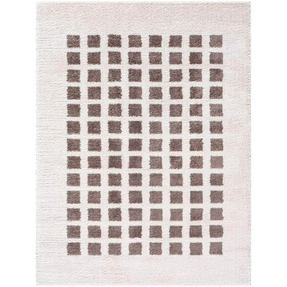 Machine Woven FSG-2318 Light Beige, Dark Brown Rugs #color_light beige, dark brown