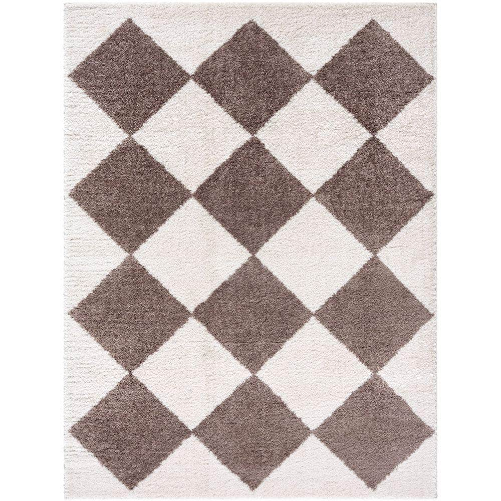 Machine Woven FSG-2323 Light Beige, Dark Brown Rugs #color_light beige, dark brown