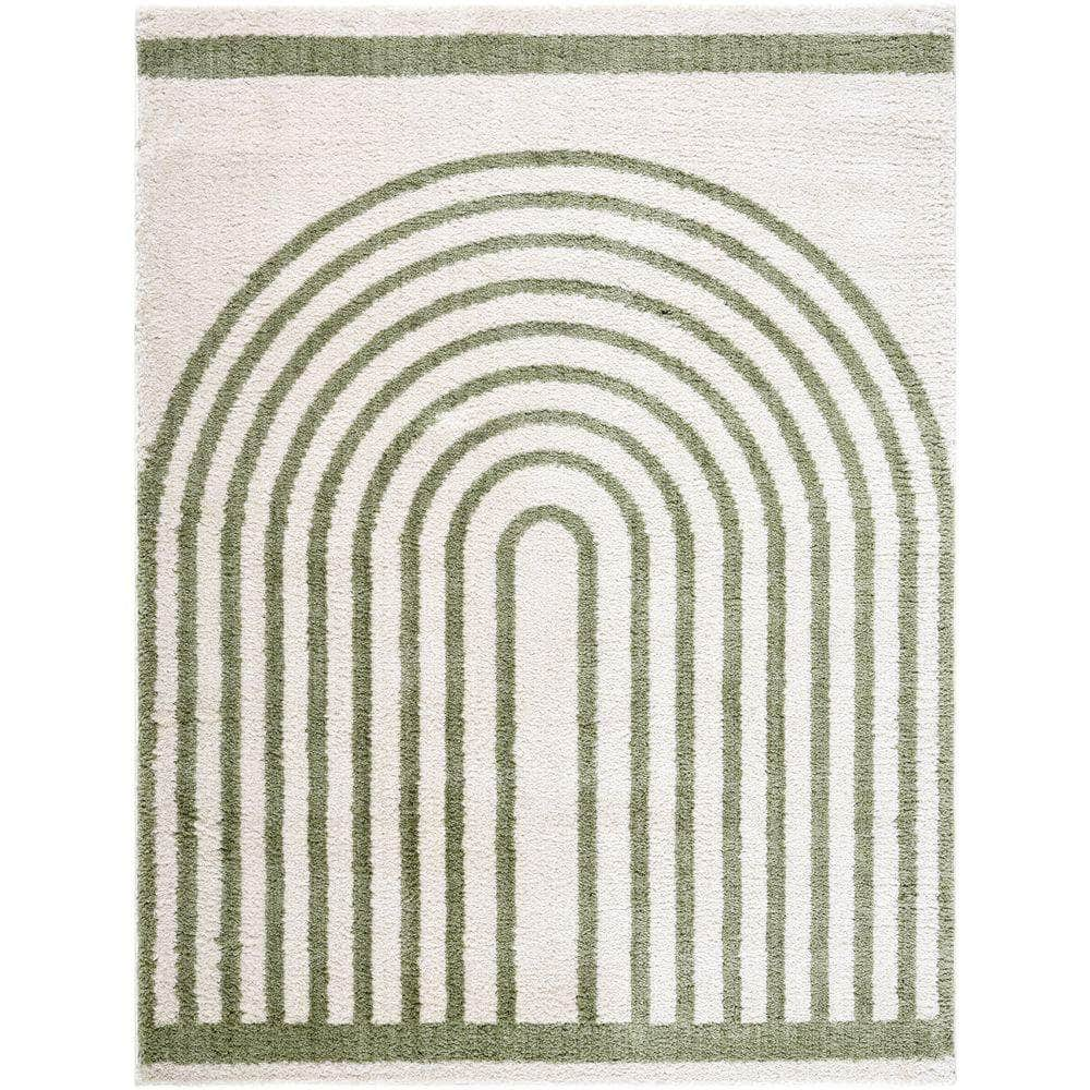 Machine Woven FSG-2312 Light Beige, Grass Green Rugs #color_light beige, grass green