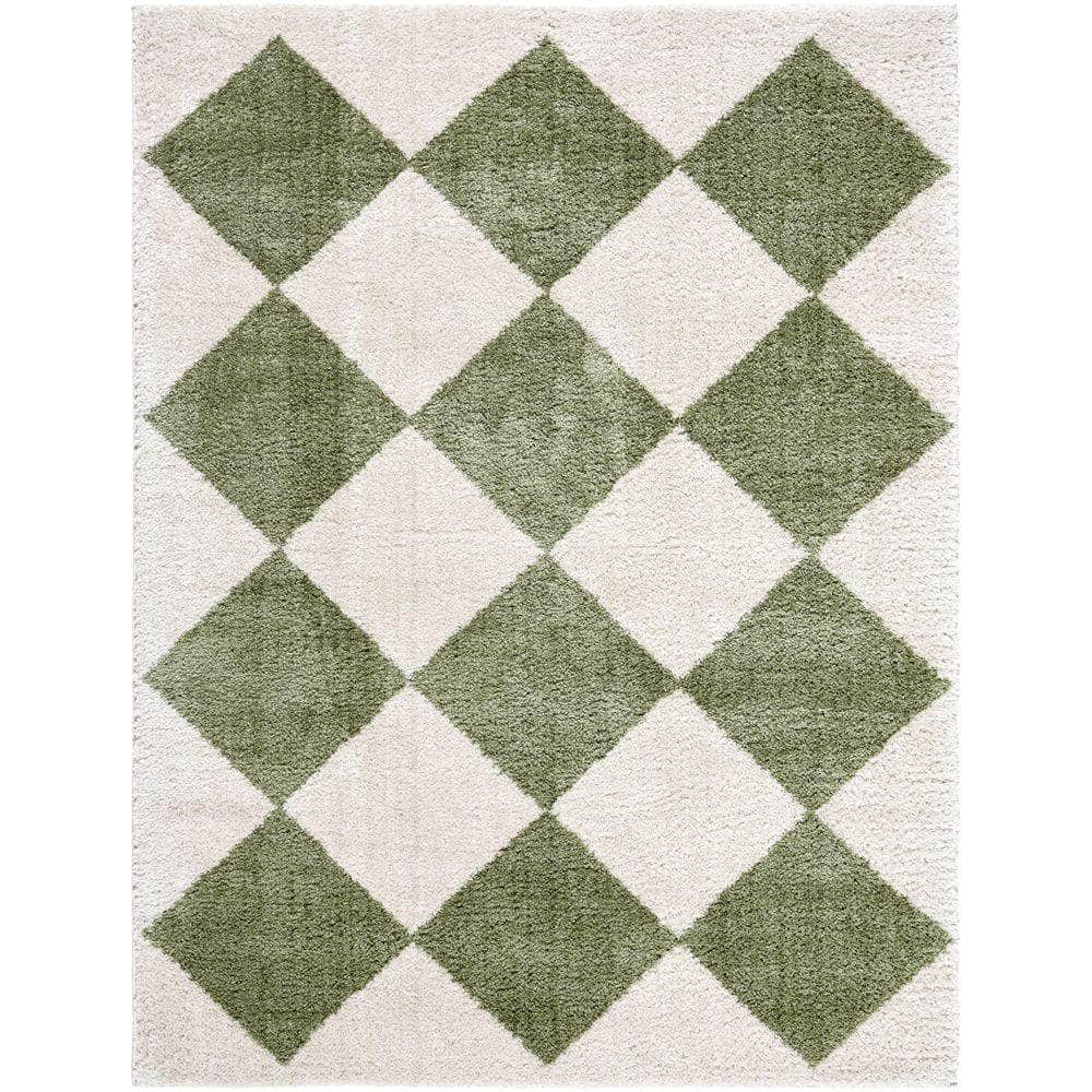 Machine Woven FSG-2325 Light Beige, Grass Green Rugs #color_light beige, grass green