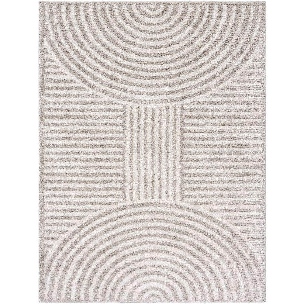 Machine Woven FSG-2335 Light Beige, Medium Gray Rugs #color_light beige, medium gray