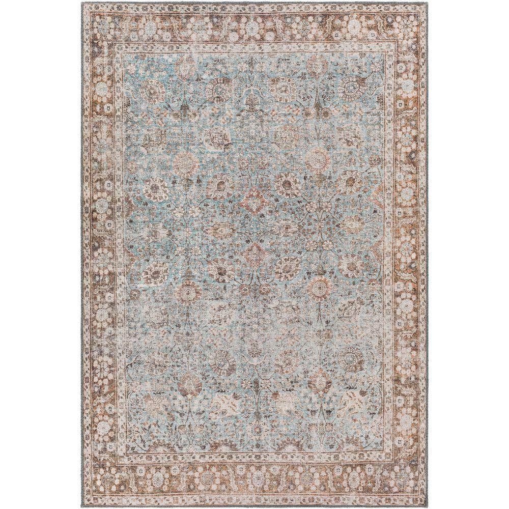 Machine Woven CLN-2310 Light Blue, Tan Rugs #color_light blue, tan