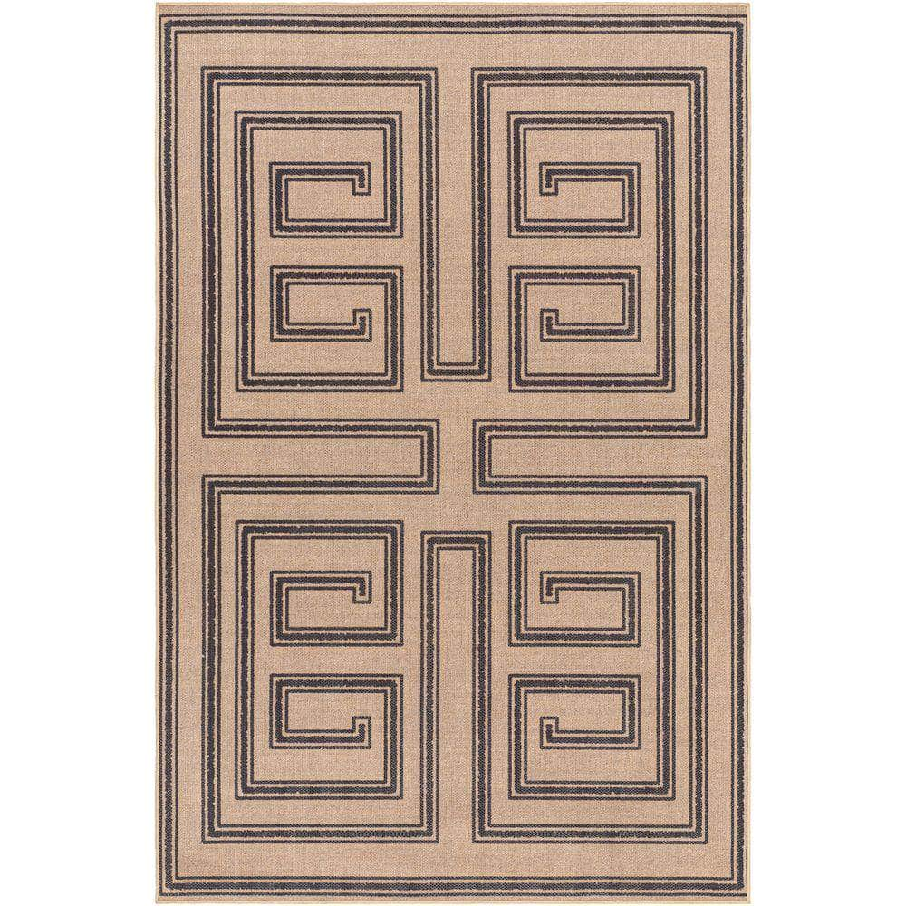 Machine Woven EZT-2307 Light Brown, Black Rugs #color_light brown, black