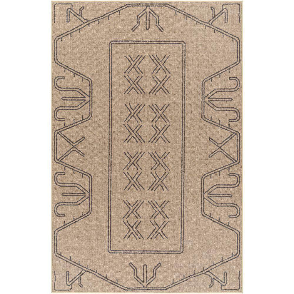 Machine Woven EZT-2305 Light Brown, Black Rugs #color_light brown, black