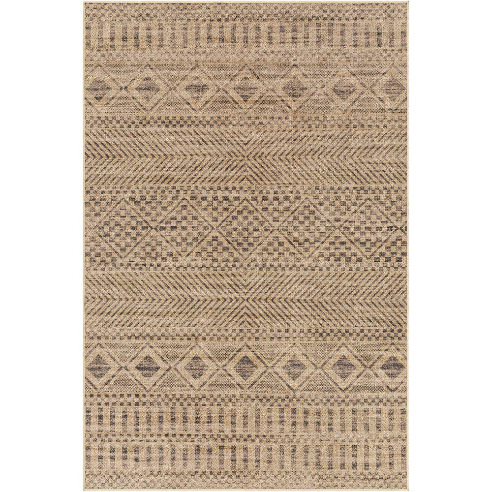 Machine Woven EZT-2315 Light Brown, Black Rugs #color_light brown, black