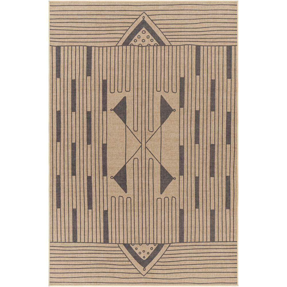 Machine Woven EZT-2302 Light Brown, Black Rugs #color_light brown, black