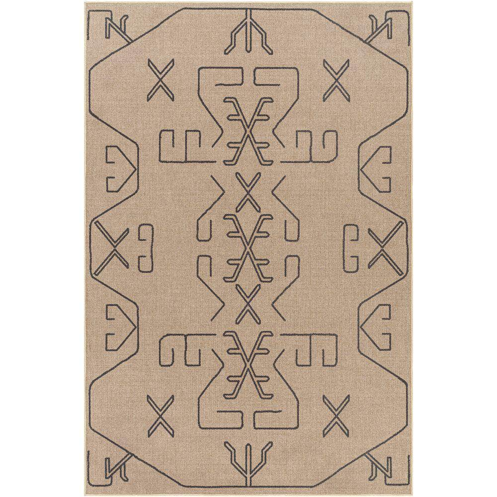 Machine Woven EZT-2306 Light Brown, Black Rugs #color_light brown, black