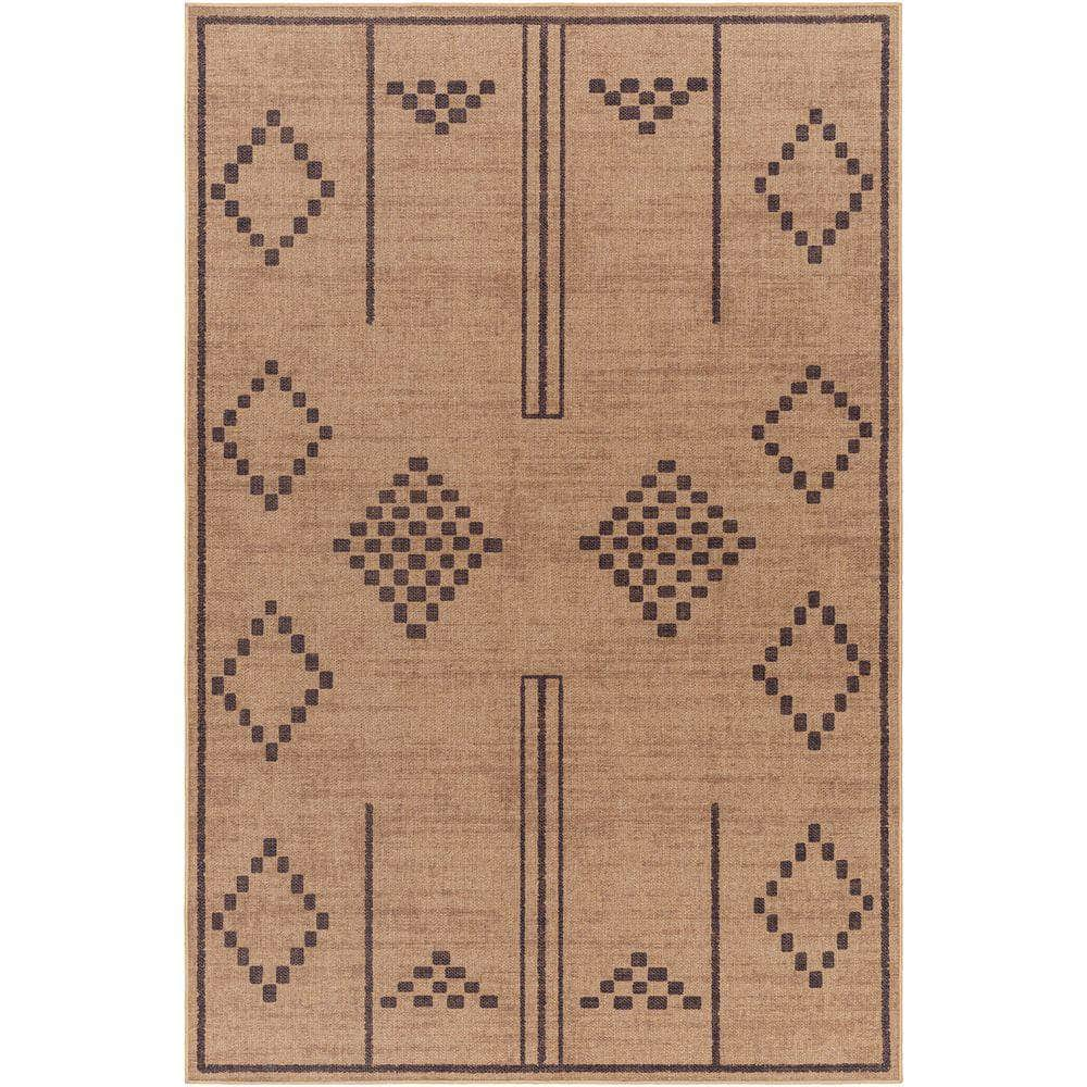 Machine Woven EZT-2303 Light Brown, Black Rugs #color_light brown, black