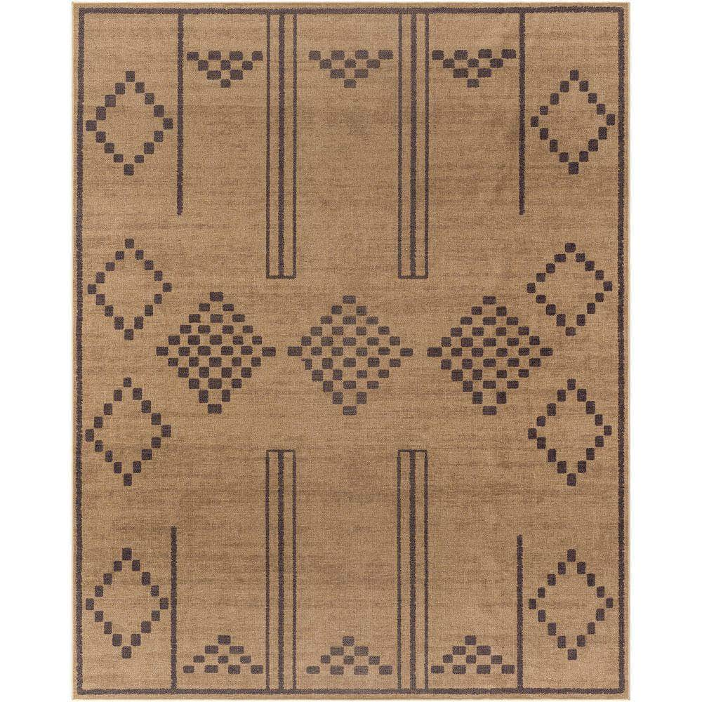 Machine Woven EZT-2303 Light Brown, Black Rugs #color_light brown, black