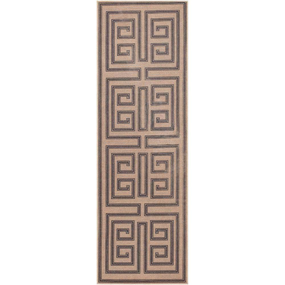 Machine Woven EZT-2307 Light Brown, Black Rugs #color_light brown, black