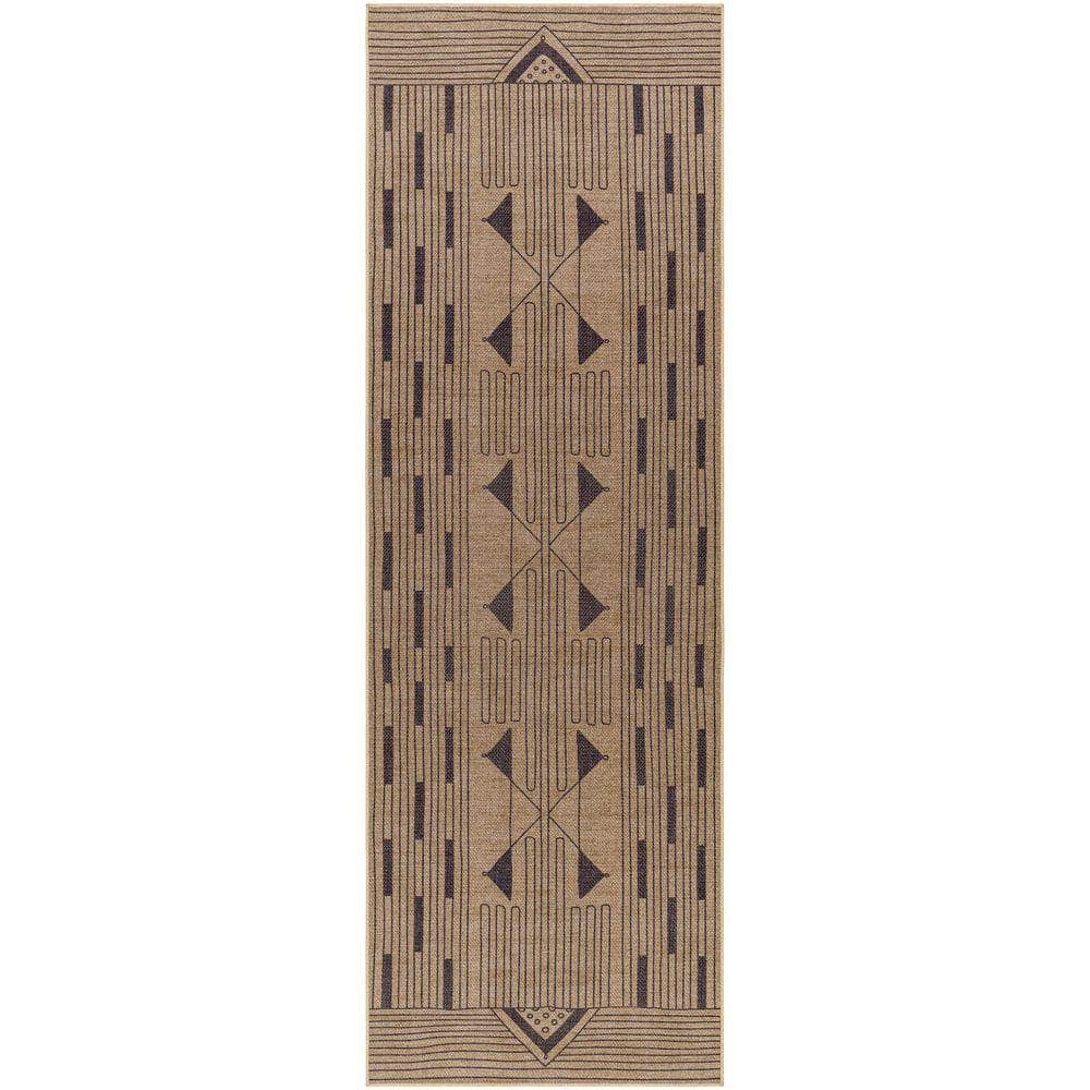 Machine Woven EZT-2302 Light Brown, Black Rugs #color_light brown, black