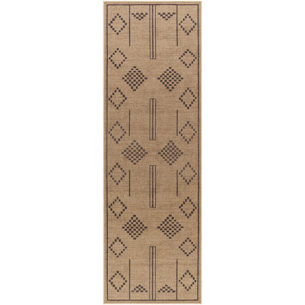 Machine Woven EZT-2303 Light Brown, Black Rugs #color_light brown, black