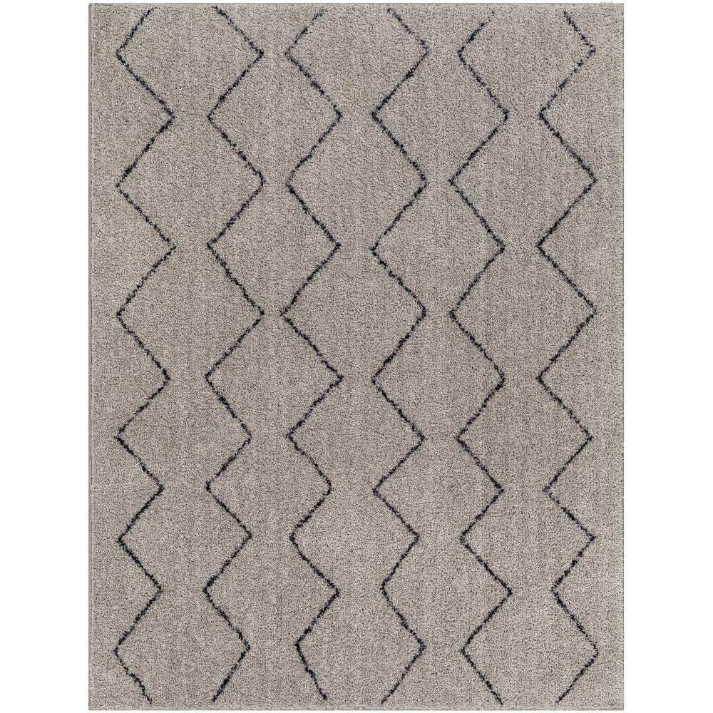 Machine Woven LKK-2304 Light Gray, Black Rugs #color_light gray, black