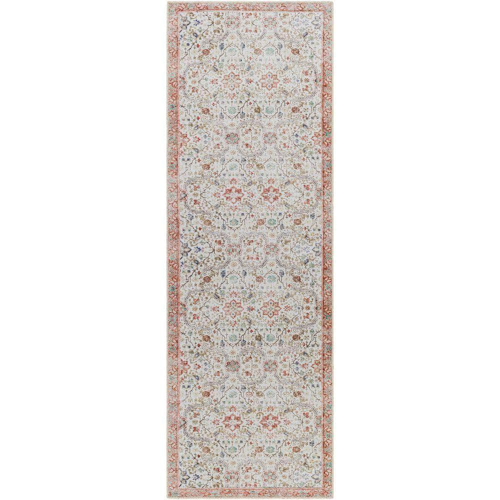 Machine Woven AML-2365 Light Gray, Dusty Coral Rugs #color_light gray, dusty coral