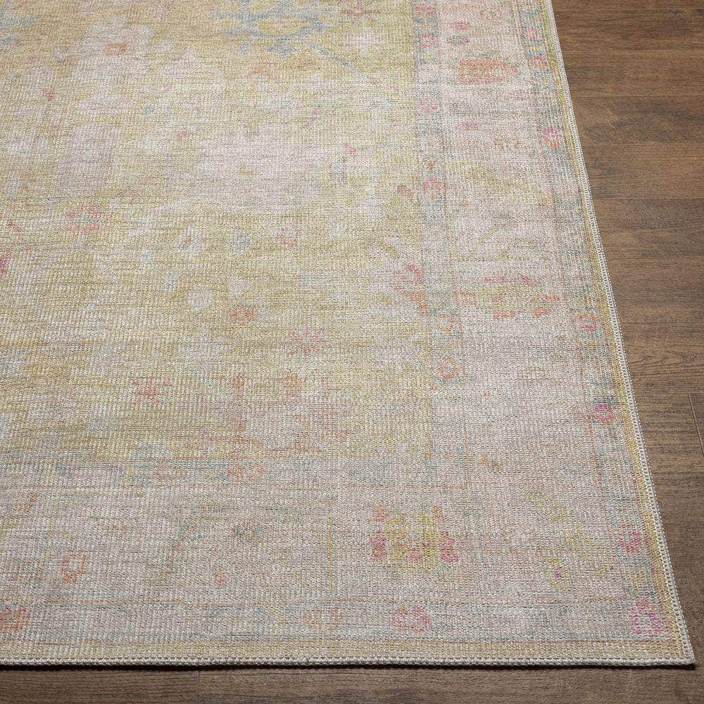 Machine Woven KMR-2305 Grass Green, Light Pink Rugs #color_grass green, light pink