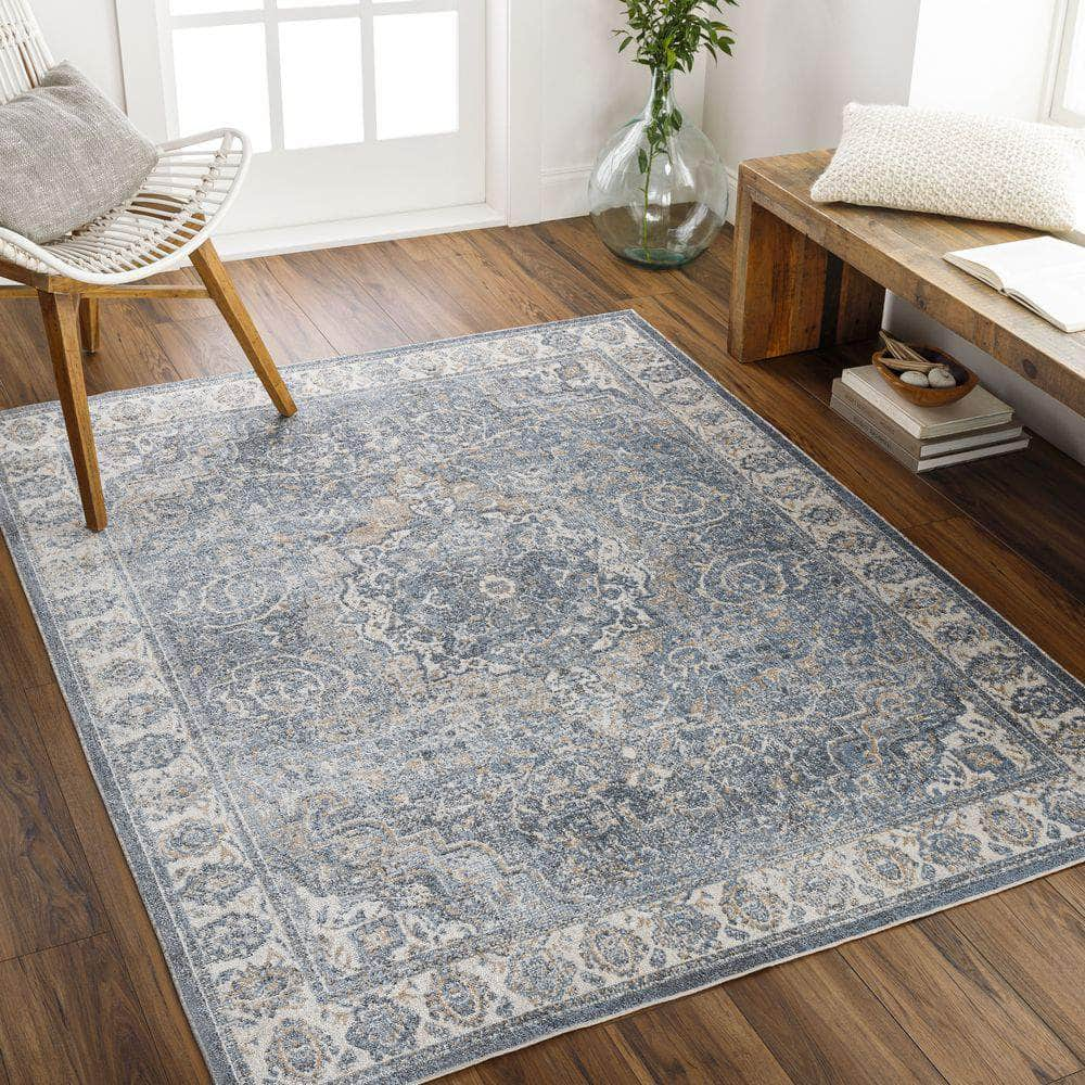 Machine Woven LLL-2320 Oatmeal, Dark Blue Rugs #color_oatmeal, dark blue