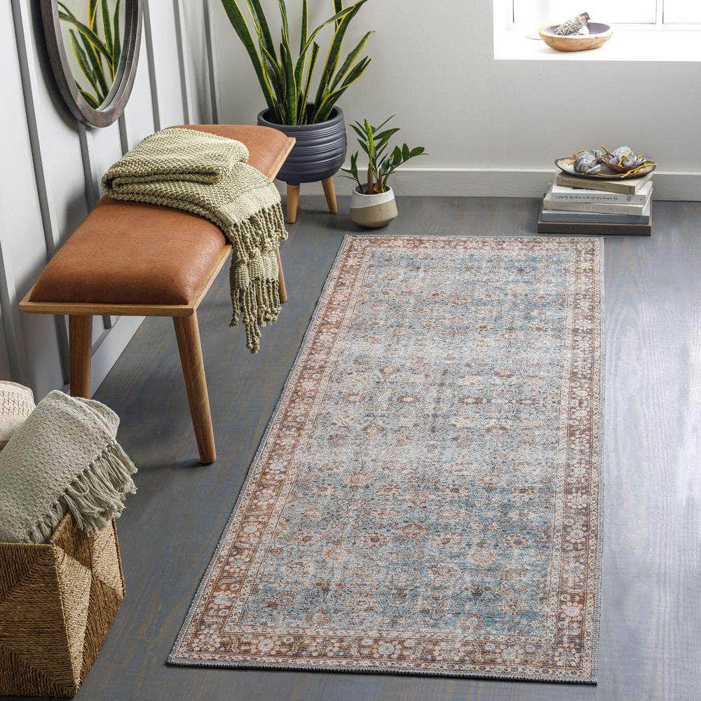 Machine Woven CLN-2310 Light Blue, Tan Rugs #color_light blue, tan