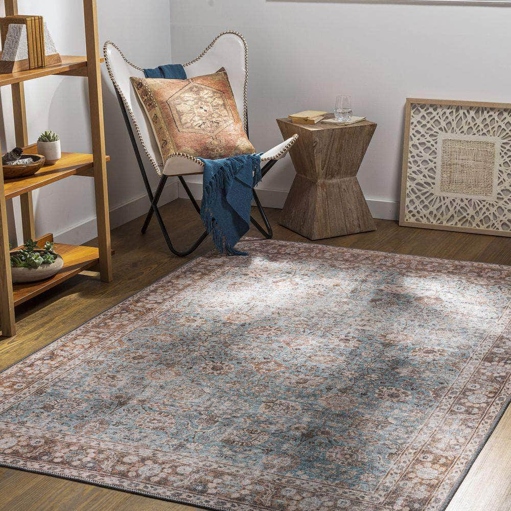 Machine Woven CLN-2310 Light Blue, Tan Rugs #color_light blue, tan