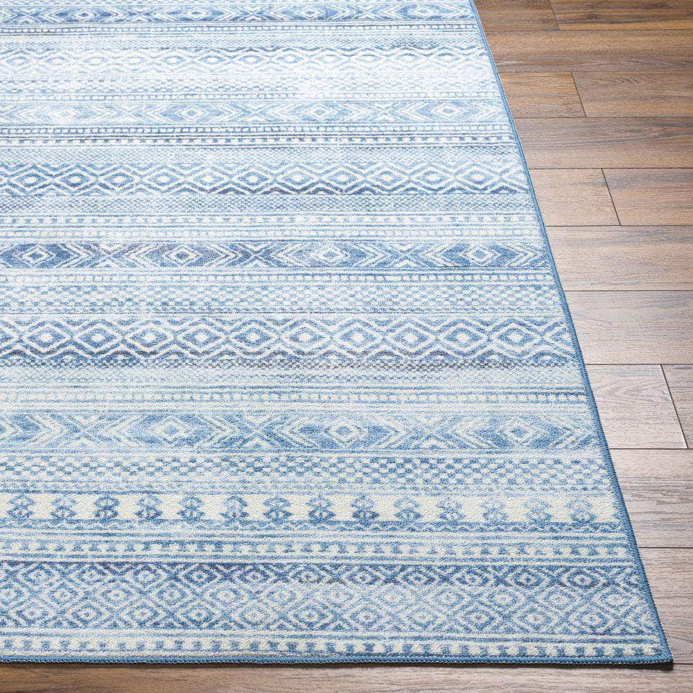 Machine Woven HRH-2306 Denim, Beige Rugs #color_denim, beige