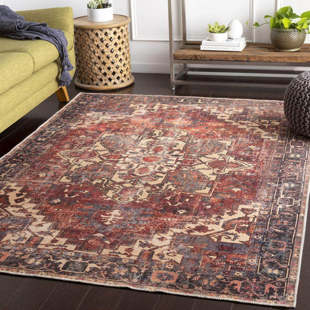 Machine Woven AML-2308 Rust, Dark Green Rugs #color_rust, dark green