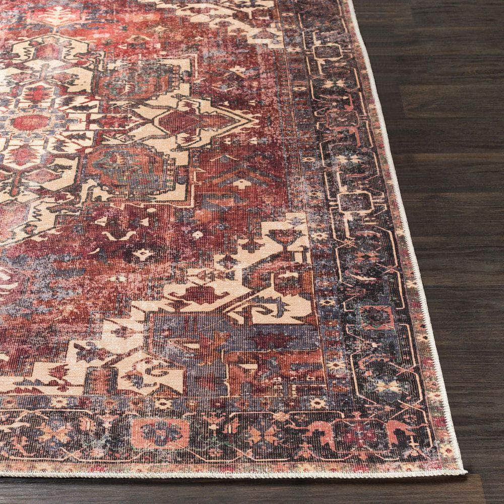 Machine Woven AML-2308 Rust, Dark Green Rugs #color_rust, dark green