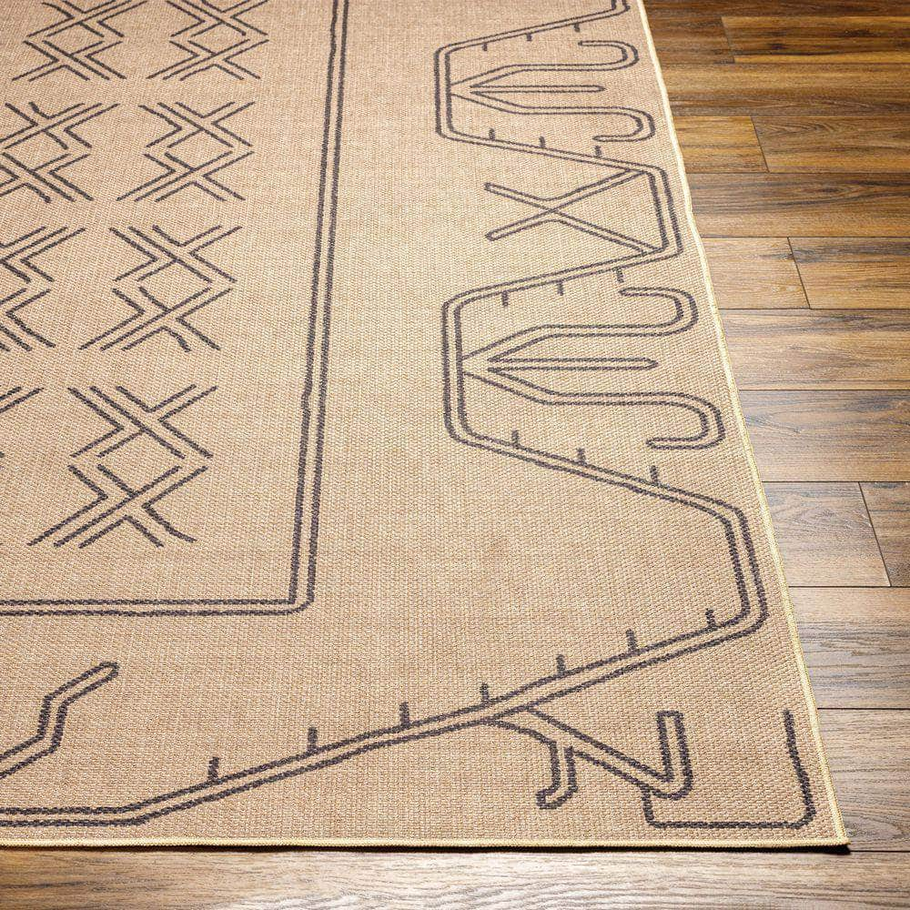 Machine Woven EZT-2305 Light Brown, Black Rugs #color_light brown, black