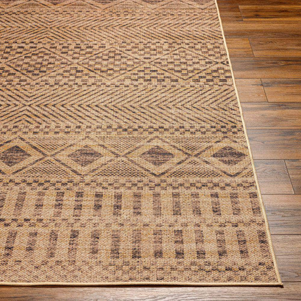 Machine Woven EZT-2315 Light Brown, Black Rugs #color_light brown, black