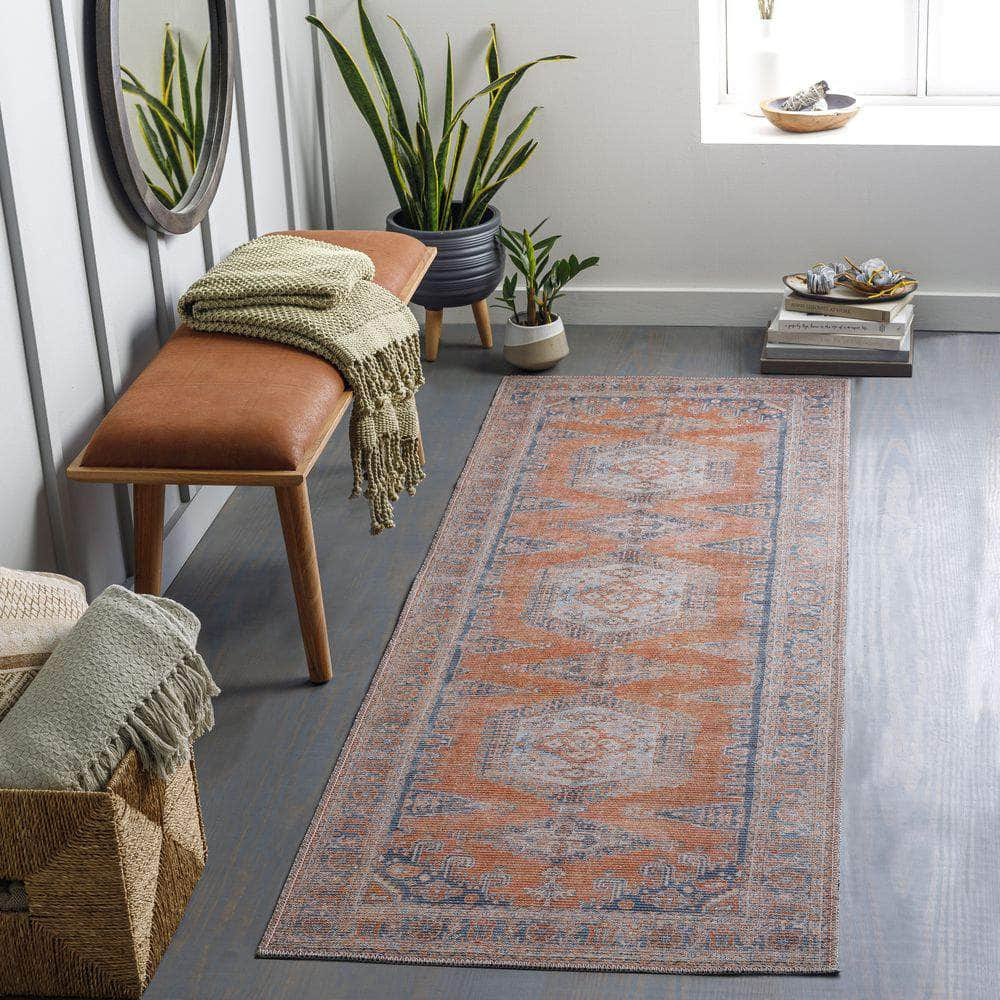 Machine Woven CLN-2306 Burnt Orange, Blue Rugs #color_burnt orange, blue