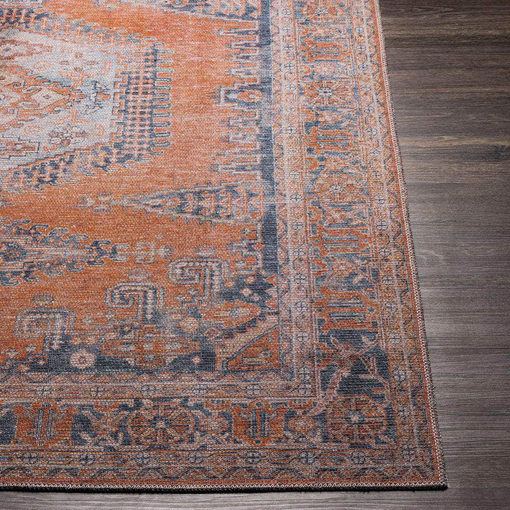 Machine Woven CLN-2306 Burnt Orange, Blue Rugs #color_burnt orange, blue