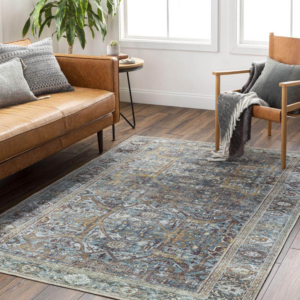 Machine Woven AML-2370 Deep Teal, Mustard Rugs #color_deep teal, mustard