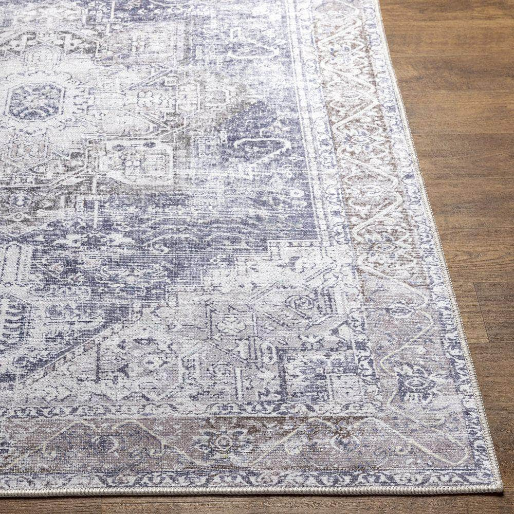 Machine Woven AML-2360 Ink Blue, Medium Brown Rugs #color_ink blue, medium brown