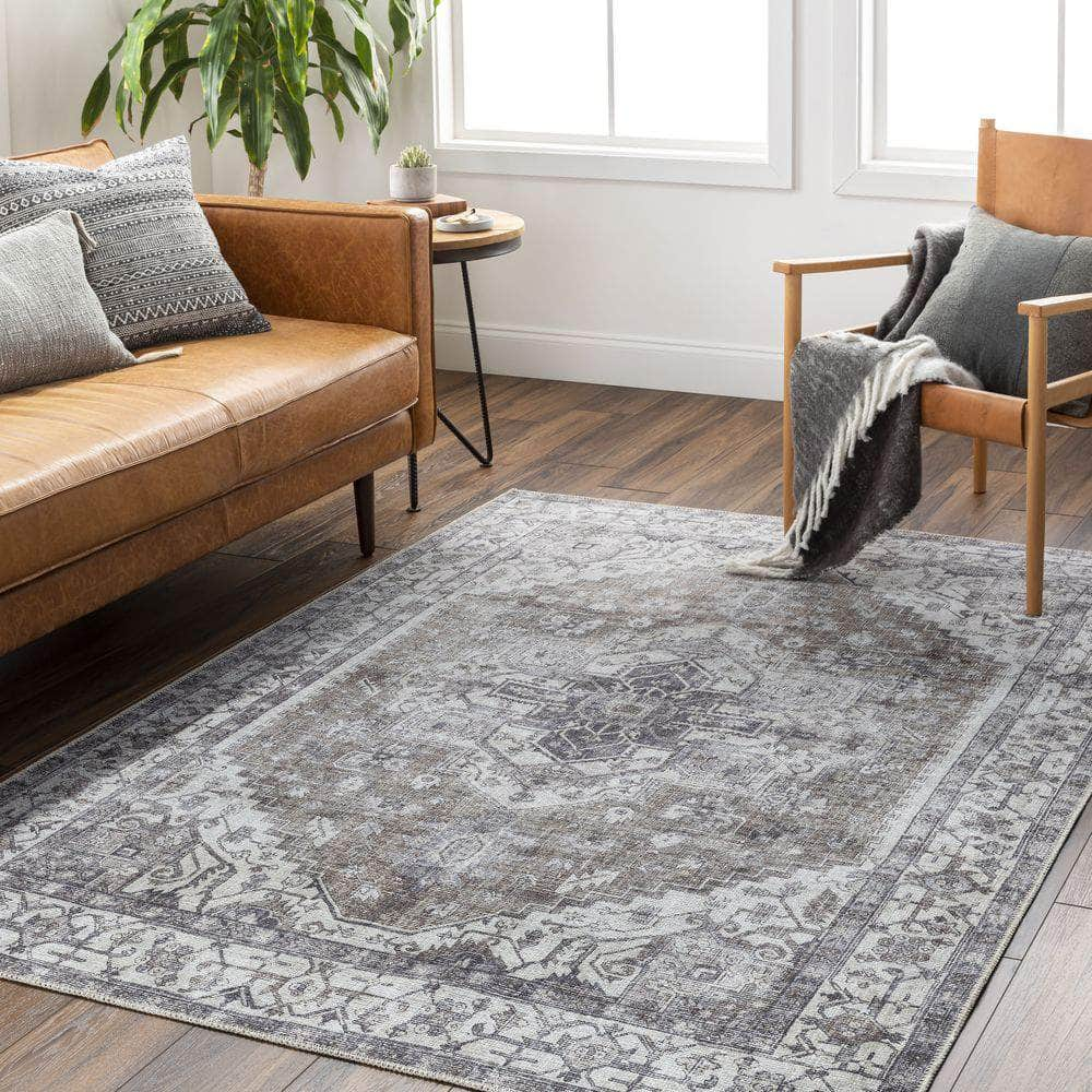 Machine Woven AML-2371 Medium Brown, Light Sage Rugs #color_medium brown, light sage