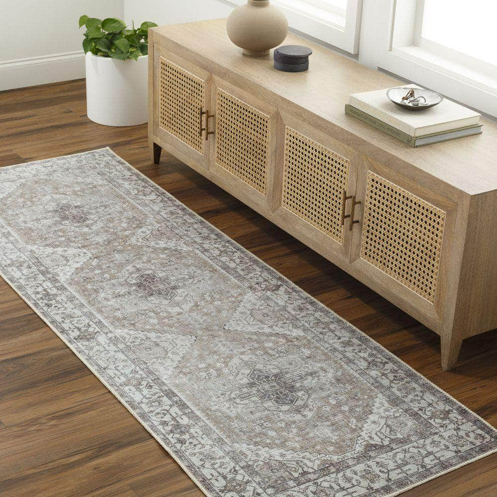 Machine Woven AML-2371 Medium Brown, Light Sage Rugs #color_medium brown, light sage