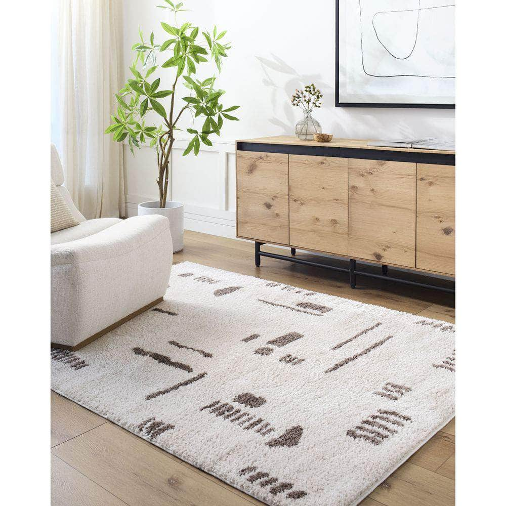 Machine Woven FSG-2300 Light Beige, Dark Brown Rugs #color_light beige, dark brown