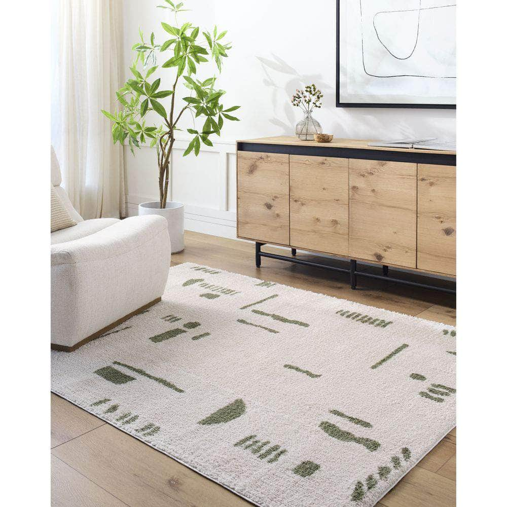 Machine Woven FSG-2302 Light Beige, Grass Green Rugs #color_light beige, grass green