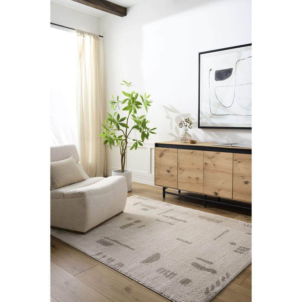 Machine Woven FSG-2304 Light Beige, Medium Gray Rugs #color_light beige, medium gray