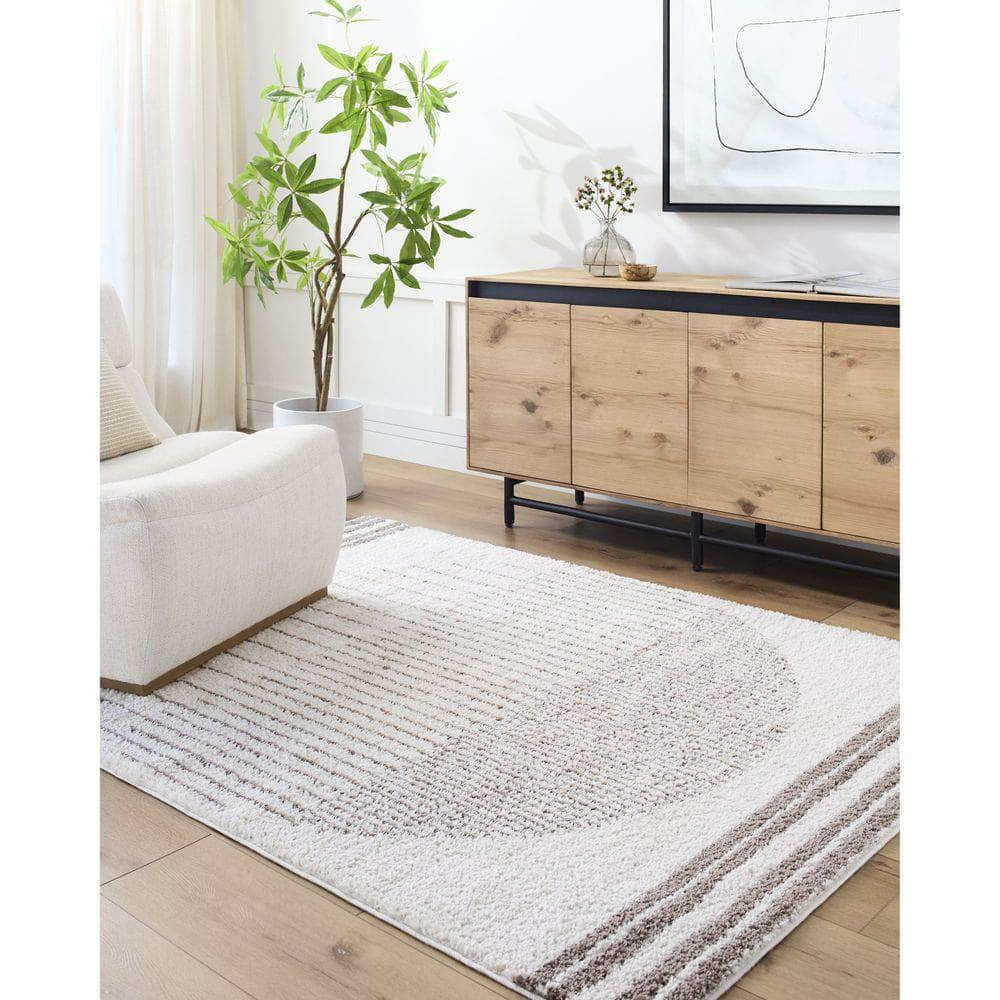 Machine Woven FSG-2305 Light Beige, Dark Brown Rugs #color_light beige, dark brown