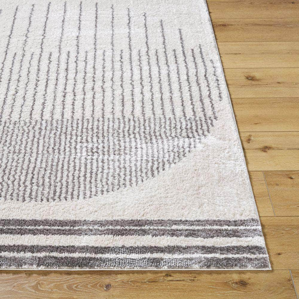 Machine Woven FSG-2308 Light Beige, Charcoal Rugs #color_light beige, charcoal