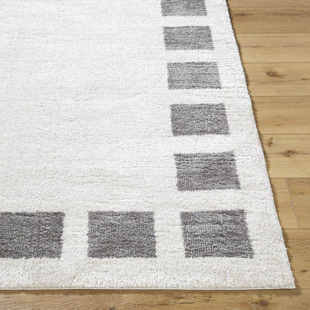 Machine Woven FSG-2316 Light Beige, Charcoal Rugs #color_light beige, charcoal