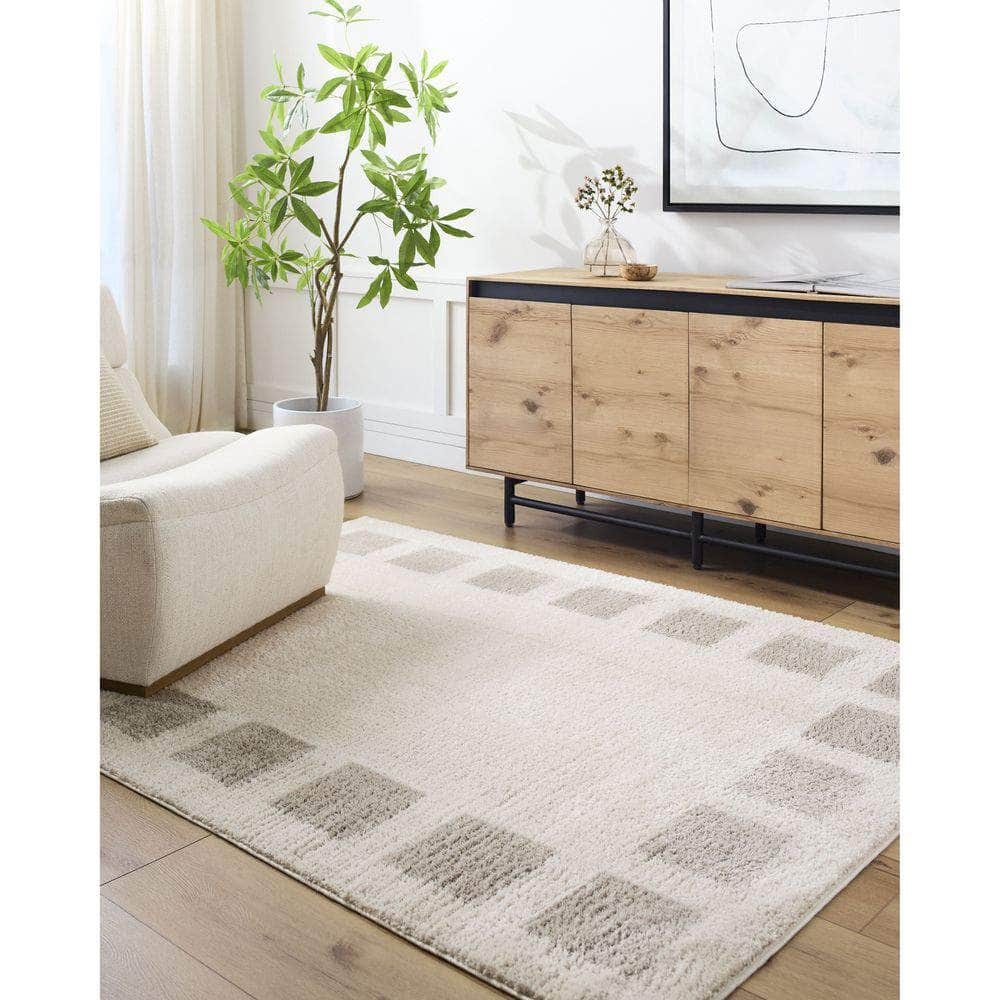 Machine Woven FSG-2317 Light Beige, Medium Gray Rugs #color_light beige, medium gray