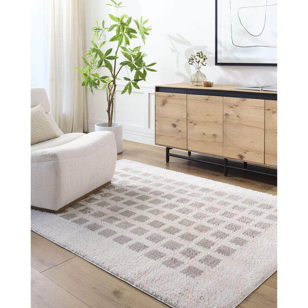 Machine Woven FSG-2322 Light Beige, Medium Gray Rugs #color_light beige, medium gray