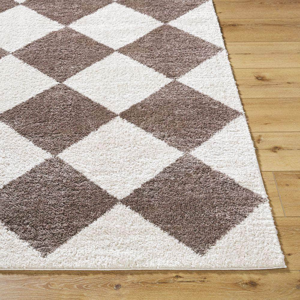 Machine Woven FSG-2323 Light Beige, Dark Brown Rugs #color_light beige, dark brown