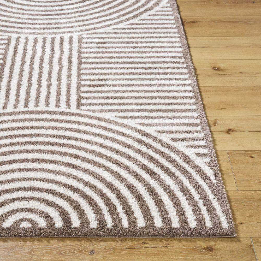 Machine Woven FSG-2331 Light Beige, Dark Brown Rugs #color_light beige, dark brown